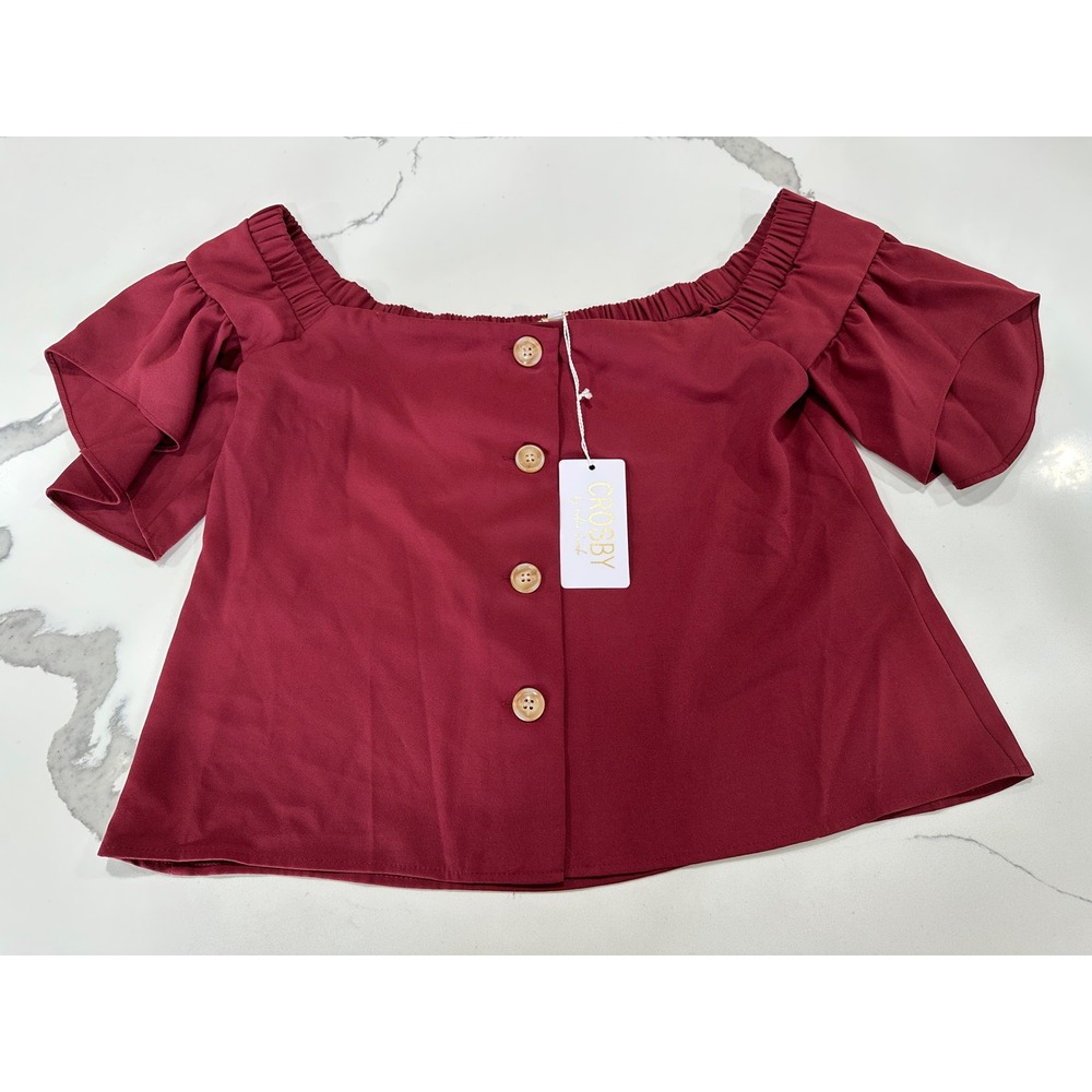 Crosby by Mollie Burch Georgie Top Bordeaux Red Off Shoulder‎ Blouse XS